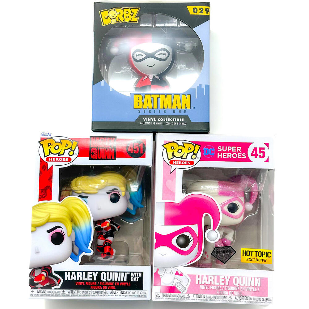 Funko‎ Pop Dorbz Harley Quinn Lot 451 With Bat 45 Hot Topic Exclusive 029 Batman
